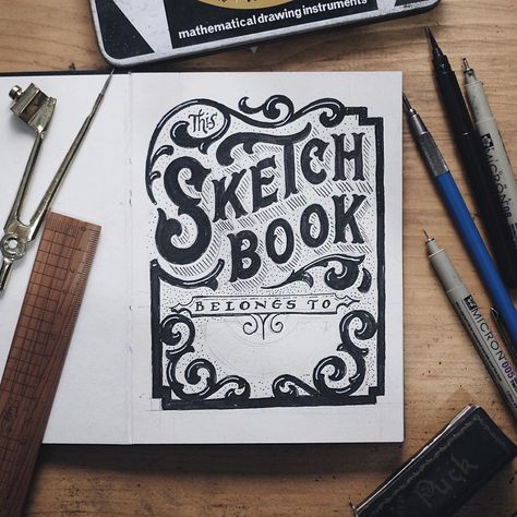 See this Instagram photo by @ilhamherry • 801 likes Calligraphy Cover Page, Sketchbook Cover Page Ideas, Sketchbook Cover Ideas Paint, Sketchbook Cover Page, Sketchbook Calligraphy, Gothic Calligraphy, Book Cover Page, Sketchbook Cover, Book Drawing