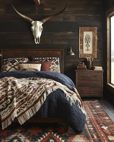 Western Bedroom Decor Ideas, Country Teen Bedroom, Ranch Style Bedroom, Dark Western Bedroom, Western Bedroom Ideas, Cowboy Bedroom, Dark Western, Western Bedrooms, Cowboy Room