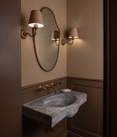 Windowless Room, Jake Arnold, Panelled Walls, Cloakroom Toilet, Marble Basin, Set It Off, Bathroom Shower Design, Bathroom Retreat, Basin Design