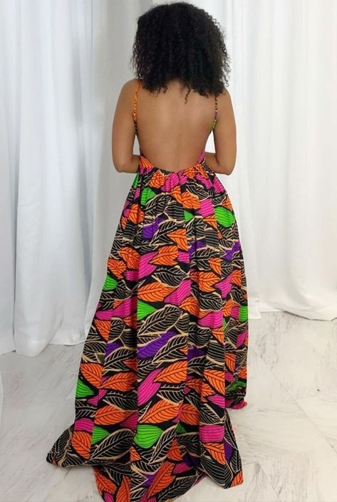 Backless Maxi Dresses Summer, Backless Ankara Dress, Honeymoon Dresses, Chitenge Dresses, Sarcastic Wallpaper, African Maxi Dress Ankara, African Print Maxi Dress, Ankara Dress Designs, Backless Gown