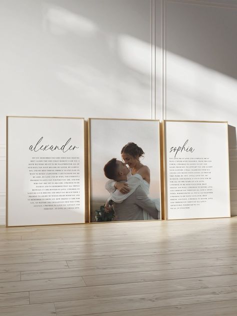 Personalised Vow Print With Glitter Photograph, Unique Anniversary Gift, Modern Wedding Wall Art Decor for Home, Set of Three Vow Prints - Etsy