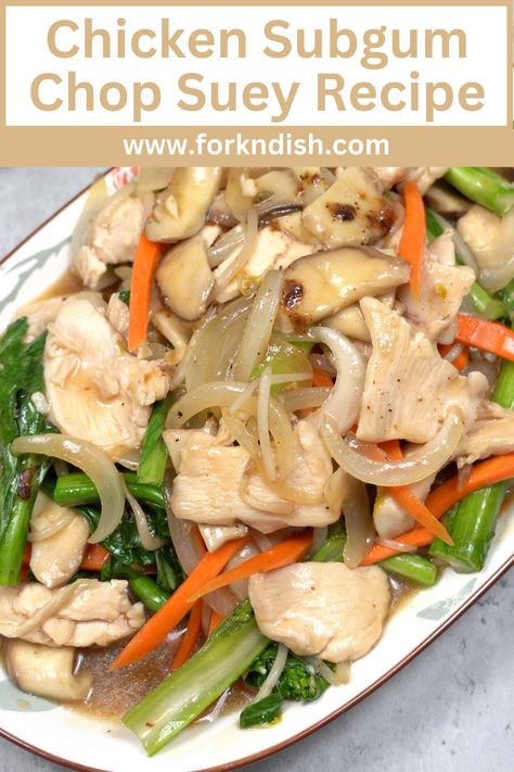 Looking for a scrumptious Asian-inspired dish? Chicken Subgum Chop Suey Recipe is the answer! Chop Suey Recipe Chicken, How To Make Chop Suey, Chinese Chop Suey Recipe, Chicken Chop Suey Recipe Chinese, Chop Suey Recipe American, Chicken Subgum, Pork Chop Suey Recipe, Chinese Chop Suey, Chicken Chop Suey Recipe