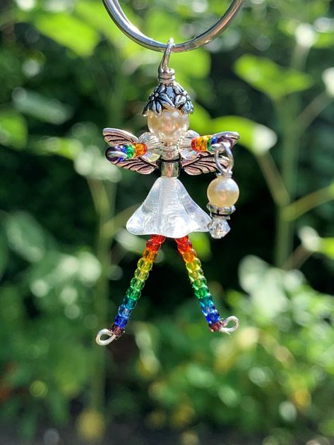 Wire Fairies, Bead Fairy, Wire People, Grinch Earrings, Button People, Beaded Dolls, Beaded People, Beaded Fairy, Rainbow Fairy