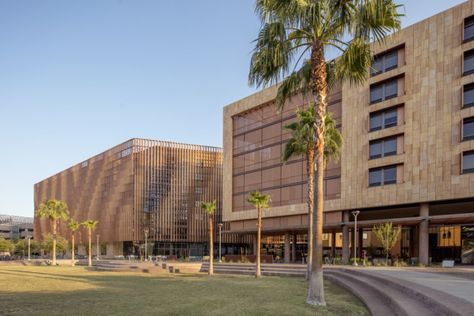 Eco Friendly Architecture, Exterior Insulation, Interior Design Colleges, College Architecture, Residence Hall, Student House, Education Architecture, Concrete Structure, Arizona State University