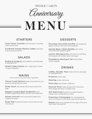 Party Menu, Party Menu Templates, Party Menu Designs - MustHaveMenus Party Menu Template, Debut Party, Birthday Menu, Sample Menu, Menu Designs, Menu Design Template, Design Edit, Beautiful Script Fonts, Birthday Packages