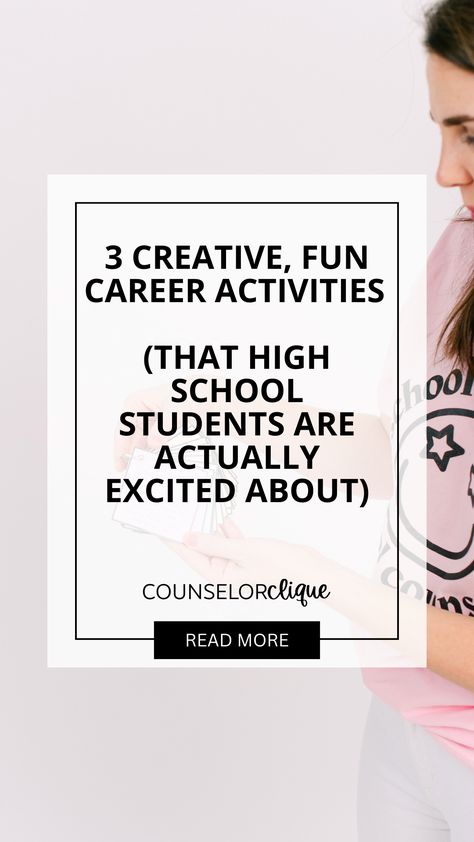 Career activities are always a hot topic for high school counselors since they should be a pillar of what we’re sharing with students. If you’re looking for some ways to refresh career exploration for your high school students, you’ve come to the right place. Read on for some of my most popular career activities and different ways you can use them with your students High School Guidance Lessons, High School Advisory Activities, Career Projects For High School, Workshops For High School Students, Career Activities For High School, College Readiness Activities High School, Career Lessons For Middle School, Career Readiness Activities, Career Exploration Activities High School