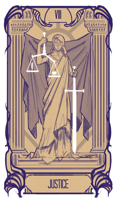 ArtStation - 8. Justice, Arnesson Art / Thomas hugo Justice Tarot Card, Tarot Cards Art Illustration, Justice Tarot, Art Thomas, Environment Painting, Arte Peculiar, Lady Justice, Joker Card, Online Tarot