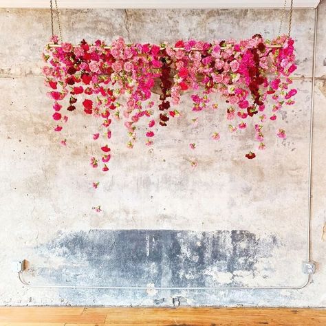 Mandap Front: Hanging Carnations (in peach, pale pink, pops of coral) Hanging Flowers Wedding, Hanging Flower Arrangements, Carnation Wedding, Florist Studio, Flower Installation, Wedding Ceremony Backdrop, Floral Decorations, Flower Studio, The Bachelor