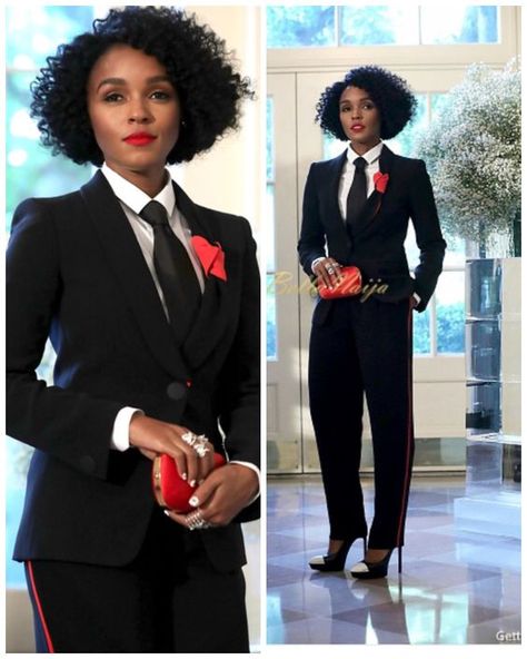 Janelle Monae posing in a clean cut suit. A suit is typically worn by Men in western culture. She is dressed very neat, a quality of dandyism, while also bending gender rules. -2016. Female Tuxedo, Royal Outfit, Casino Royale Theme, Casino Royale Dress, Outfit Ideas For Church, Janelle Monae, Latina Outfit, Casino Dress, Emmanuelle Alt