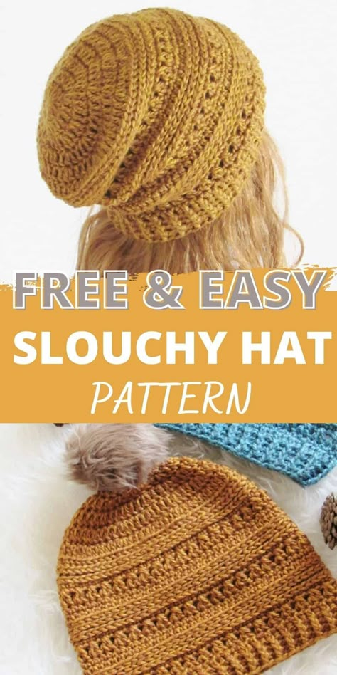 This FREE crochet beanie hat pattern includes sizes Baby, Toddler, Kids , and Woman. You can use this pattern to make a slouchy hat for every girl in your family. The step by step tutorial is detailed enough for advanced beginners. #crochet hat, #crochetbeanie, #crochetslouchyhat, #freecrochethatpattern, #crochethatforbeginners Crochet Hat Free Patterns For Women, Free Crochet Beanies For Women, Slouchy Beanie Hat Pattern, Crochet Hat Pattern Size 3 Yarn, Crochet Hat Slouchy Free Pattern, Textured Crochet Hat Pattern Free, Slouchy Beanie Crochet Pattern Free Slouch Hats, Crochet Hat 2022, Baggy Beanie Crochet Pattern