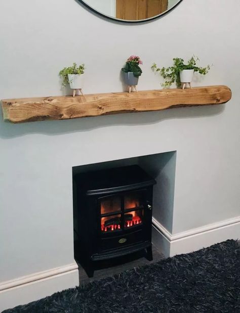 Wooden mantel mantle mantelpiece fireplace fire surround floating shelf rustic . | eBay Rustic Mantle, Wooden Mantel, Fire Surround, The Originals Characters, Original Character, Floating Shelf, Floating Shelves, Natural Wood, Floating