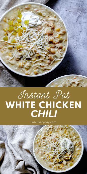 Instant Pot White Chicken Chili | Fab Everyday Instapot White Chicken Chili Easy, White Bean Chicken Chili Instant Pot, White Chicken Chili Instant Pot, Instant Pot Chicken Chili, Creamy Instant Pot Chicken, White Chicken Chilli, Instant Pot White Chicken Chili, Chili Recipe Stovetop, Instant Pot Soups