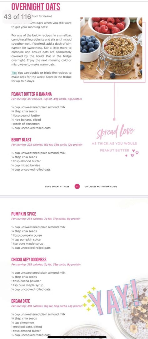 Lsf Meal Plan, Love Sweat Fitness Meal Plan, Love Sweat Fitness Recipes, Love Sweat Fitness, Breakfast Oats, Heart Healthy Eating, Workout Meal Plan, Diy Desserts, Living Healthy