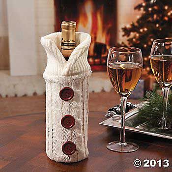 Wine Bottle Sweater Bag - Terry's Village Diy Wine Bottle, Wine Bottle Sleeves, Wine Bottle Gift Bag, Bottle Cozies, Holiday Hostess Gifts, Wine Bottle Covers, Wine Bottle Bag, Wine Bottle Gift, Old Sweater