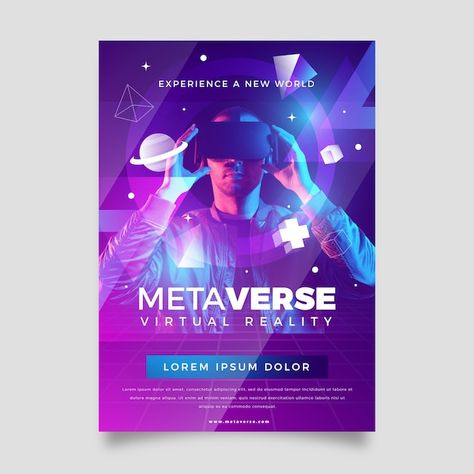 Metaverse Design Poster, Programming Poster, Poster Technology, Technology Poster, Virtual Reality Design, Technology Template, Gradient Poster, Concept Poster, Concert Poster Design