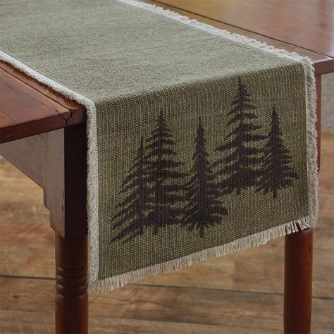 Pine Forest Table Runner Decorative Placemats, Rustic Table Runners, Country Dining Rooms, Printed Table Runner, Tree Table, Pine Table, Park Designs, Rustic Lodge, Natural Home Decor