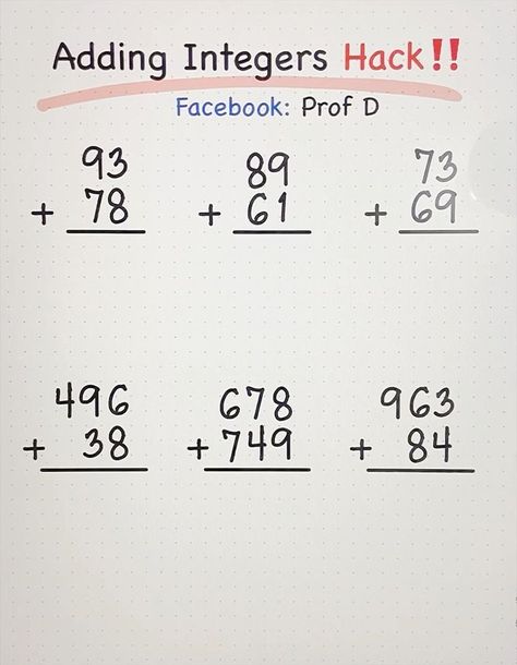 Adding Integers Fun Hacks 😅 | Adding Integers Fun Hacks (Add in Seconds) 😅 | By Prof D Fun Hacks, Adding Integers, Math Hacks, Adding Numbers, Math Tutorials, Pre Algebra, Math Methods, Adding And Subtracting, Math Tricks