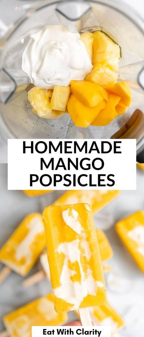 Popcicles Recipes, Fruit Popsicle Recipes, Healthy Popsicle Recipes, Mango Popsicles, Healthy Popsicles, Vanilla Filling, Homemade Popsicles, American Recipes, Fresh Pineapple