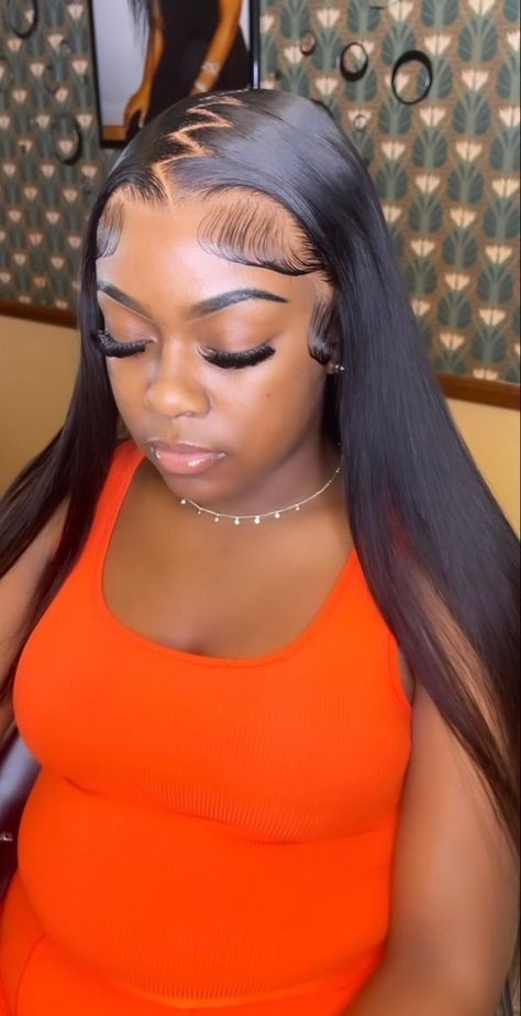 Black Lacefront Hairstyles, Straight Lace Front Wigs Hairstyles, Straight Frontal Hairstyles, Straight Frontal Wig Hairstyles, Straight Wig Hairstyles Black Women, Wigs Hairstyles, Lace Wigs Styles, Hair Natural Color, Frontal Wig Hairstyles