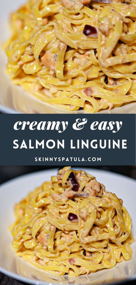 Looking for easy pasta recipes with few ingredients? This creamy salmon pasta recipe can be ready on the table in just 15 minutes, all with ingredients you may already have in the house. Smoked Salmon Pasta Recipes, Salmon Linguine, Salmon Pasta Recipe, Creamy Salmon Pasta, Salmon Pasta Recipes, Smoked Salmon Pasta, Creamy Salmon, Canned Salmon Recipes, Fish Pasta