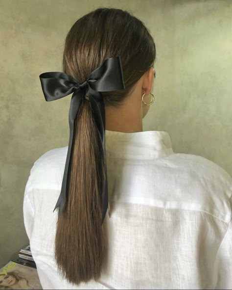 Cheer Low Ponytail, Low Ponytail With Bow, Ponytail With Ribbon, Ponytail With Bow, Sleek Low Ponytail, Ponytail Inspiration, Old Money Hairstyles, Ponytail Bow, Cheer Makeup