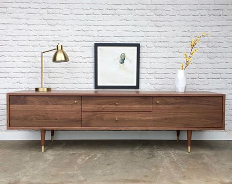 Browse unique items from STORnewyork on Etsy, a global marketplace of handmade, vintage and creative goods. Media Consoles, Walnut Doors, Living Room Tv Unit Designs, Media Stand, Tv Wall Design, Tv Unit Design, Room Pictures, Tv Console, Hand Crafted Furniture