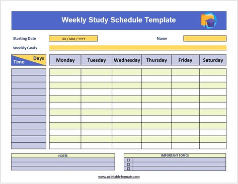 Free Study Schedule Template - Printable Formats Usmle Step 1 Schedule, Homework Schedule, Study Schedule Template, Usmle Step 1, Amortization Schedule, Student Budget, Daily Schedule Template, Pa School, Course Schedule