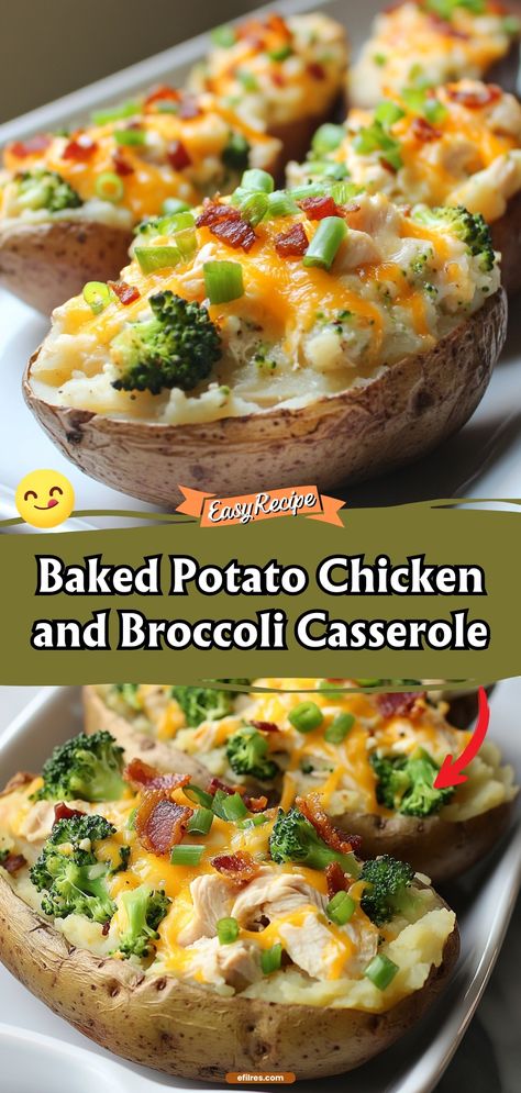 Indulge in this hearty casserole combining the classic flavors of a loaded baked potato with chicken and broccoli, all topped with plenty of cheese. #CasseroleDinner #BakedPotato #HeartyMeals Chicken Topping For Baked Potato, Chicken Pot Pie Baked Potato, Chicken Broccoli Baked Potato, Chicken And Potato Dishes, Chicken Cheese Potato Casserole, Loaded Baked Potatoes With Chicken, Baked Potato Chicken Broccoli Casserole, Baked Potatoes Meals Dinners, Baked Potato Chicken And Broccoli Casserole