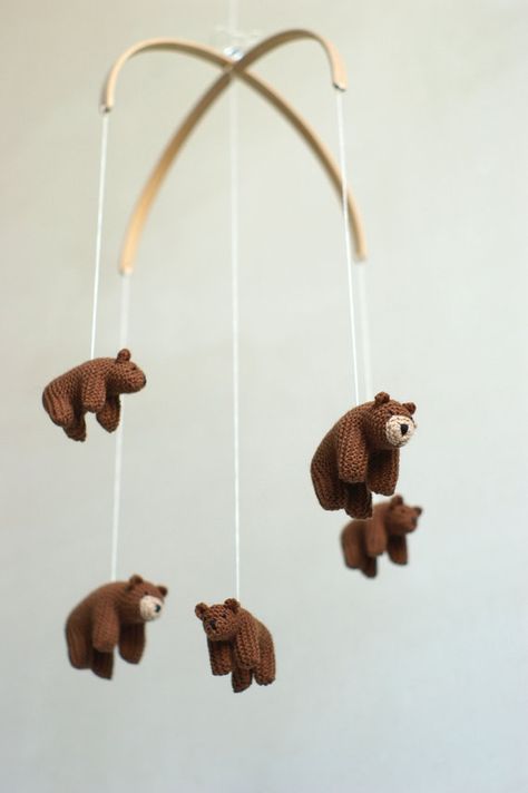 Crochet Baby Mobiles, Woodland Mobile, Bear Nursery, Nursery Room Inspiration, Baby Sleep Problems, Nursery Mobile, Woodland Nursery, Baby Boy Nurseries, Baby Bear