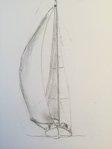 How To Draw A Sailboat Step By Step, Sailboat Drawing Simple, Sailing Boat Drawing, Sail Boat Drawing, Sail Boats Painting, Sailboat Painting Watercolor, Boat In Water, Sailing Tattoo, Sailboat Drawing