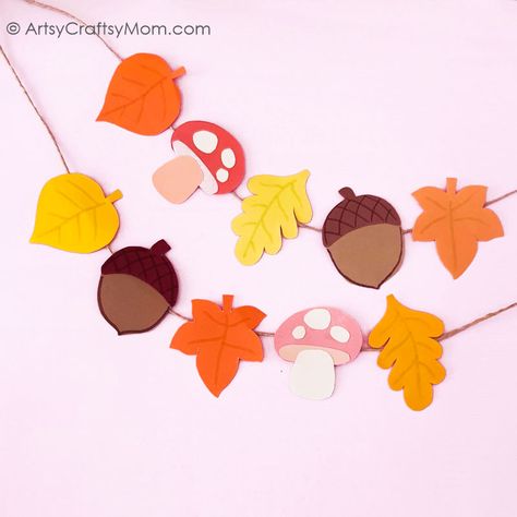 Fall Leaf Template, Fall Bunting, Easy Diy Fall Decor, Fall Paper Crafts, Autumn Garland, Paper Bunting, Fall Arts And Crafts, Autumn Paper, Easy Fall Crafts