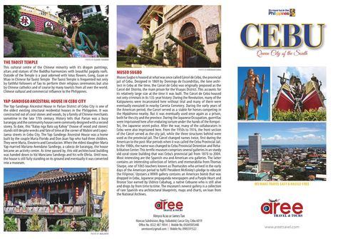 Aree Cebu Tour On 3 Fold Brochure To Printed On A4 now on Philippines Cebu, Fold Brochure, Cultural Centre, Cebu City, Queen City, Travel Brochure, Tourist Spots, Cebu, Best Places To Travel