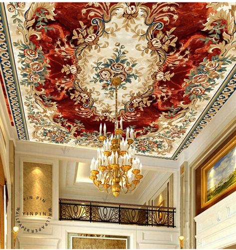 Customized European Pattern Ceiling For Roof Decoration 3d Wallpaper - Buy Wallpaper For Roof Decoration,Wallpaper Murals Wallpaper,3d Wall Murals Wallpaper Product on Alibaba.com Roof Wallpapers For Room, Wallpaper Roof Ceilings, Roof Wallpapers, Rococo Ceiling, Interior Millwork, Classic House Interior Design, Pattern Ceiling, 3d Wallpaper Ceiling, Ceiling Mural