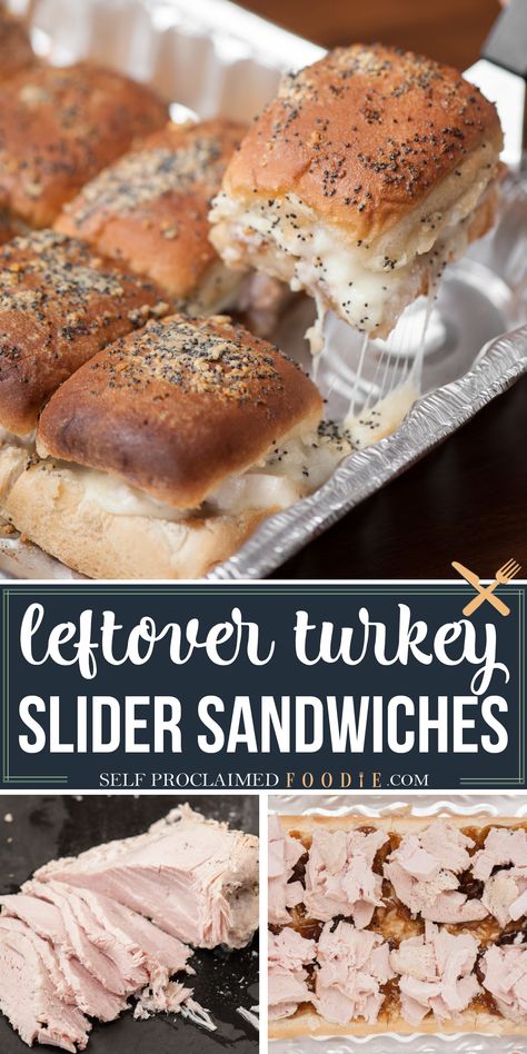 Warm Turkey Sliders, made from leftover Thanksgiving turkey, deli turkey, or a whole turkey breast cooked in the slow cooker or an Instant Pot, make for some easy delicious game day food! #sliders #slidersandwiches #turkey #leftover #thanksgiving #slowcooker #instantpot #sandwiches Sliders Turkey, Sliders Recipes Turkey, Turkey Sliders, Slider Sandwiches, Thanksgiving Appetizer Recipes, Thanksgiving Turkey Leftovers, Frozen Turkey, Whole Turkey, Leftover Turkey Recipes