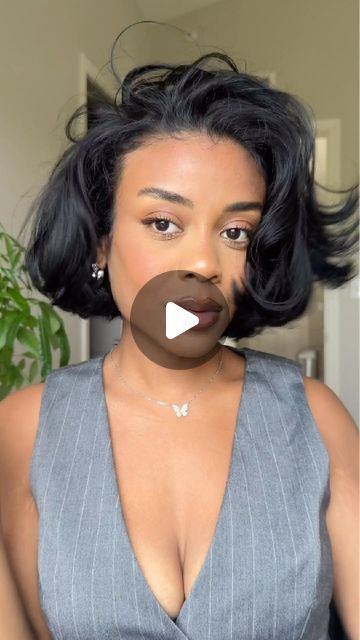 Bri Friend on Instagram: "I heard we wanted a full hair tutorial. The secret to my beautiful voluminous bob😉

Everything I used are absolute staples in my routine!

- @colorwowhair Extra Strength Dream coat ensures i’m not damaging my hair & humidity doesn’t get the best of me & my curls
Extra mystical shine spray is shine without the heaviness. Perfect for already styled hair.

- @lanzahaircare healing oil is just my favorite non oily feel oil. I love.

- @foxybaehair Super styler Pro really does the work for you, no words needed. Hair prep cut in half!

- @wavytalkofficial Thermal brush finishes the look every time & brings the Volume ;) 

Let me know if you try my hair routine, it’s a must for my curly babes that love to style their hair ♡. 

#hairtutorial #hair #shortbob #hairroutine Natural Blown Out Hair Styles, Blowed Out Hair Styles Black, Volume Short Hair, Voluminous Bob, Loose Curls Medium Length Hair, Short Hair Volume, Humidity Hair, Shine Spray, How To Curl Short Hair