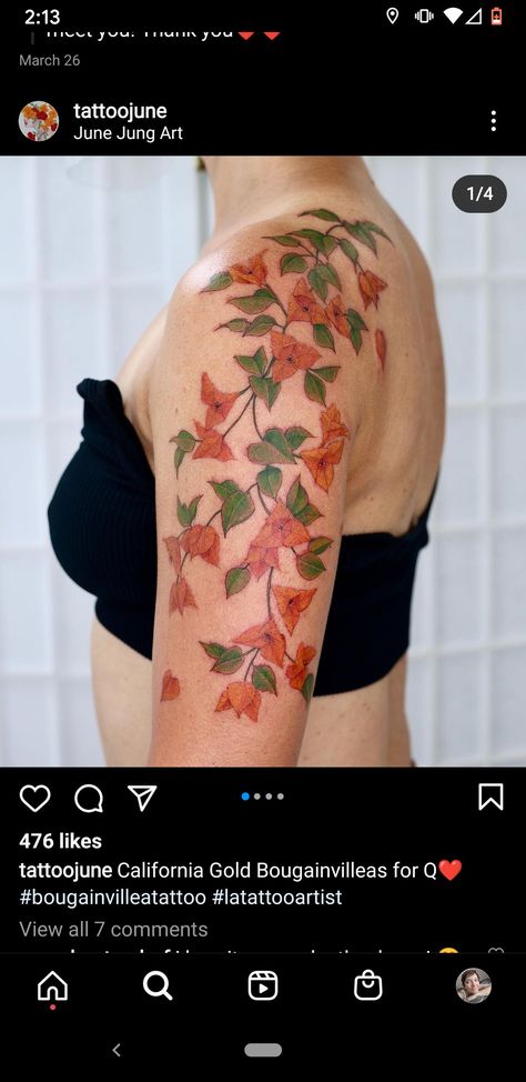 Bougainvillea Tattoo Design, Bougainvillea Tattoo, La Tattoo, Writing Fantasy, California Gold, Bougainvillea, Get A Tattoo, Tattoo Design, Tattoos For Guys