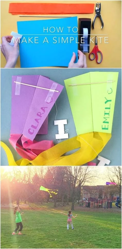 Kite Crafts, Diy Kite, Kites Craft, Kites For Kids, Kite Making, Spring Kids, Spring Crafts For Kids, Spring Activities, Crafts For Kids To Make