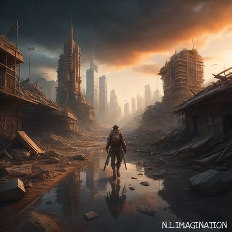 Destroyed World, Apocalypse Landscape, Enchanted Castles, Post Apocalyptic City, Nuclear Apocalypse, Scary Images, Fall City, Post Apocalyptic Art, Dark Creatures