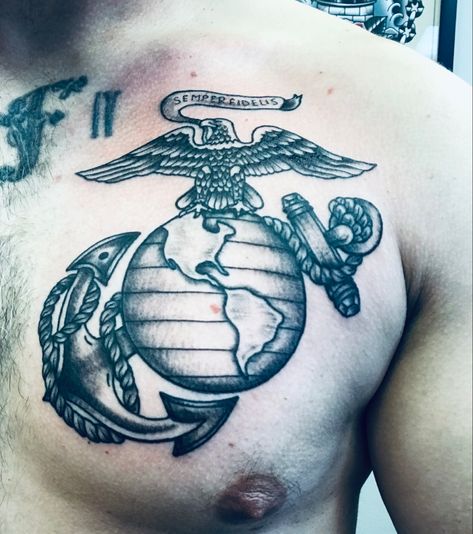 Eagle Globe And Anchor Tattoo Marines, Ega Tattoo Marines, Marine Tattoo For Men, Eagle Globe And Anchor Tattoo, Usmc Tattoo Sleeve, Marine Corps Tattoo, Usmc Tattoos, Marine Corps Tattoos, Detroit Tattoo