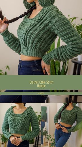 Learn how to crochet this hoodie with our free video tutorial! 💖 Be sure to follow on YouTube, Instagram and check out my Etsy @TCDDIY Crochet Cable Stitch, Christmas Crochet Patterns Free, Hoodie Tutorial, Stitch Hoodie, Crochet Hoodie, Baby Frock Pattern, Crochet Cable, Mode Crochet, Hoodie Pattern