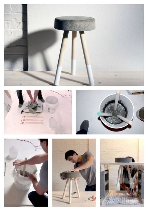 Diy Barstools, Diy Stools, Diy Chairs, Concrete Stool, Diy Stool, Cement Diy, Concrete Diy Projects, Smen, Concrete Furniture