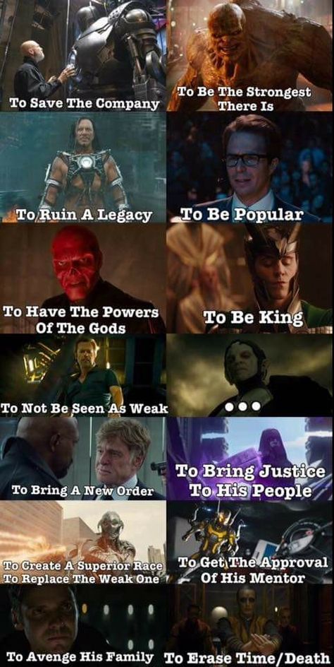 Villain Motives Writing, Villain Motives, Mcu Villains, Superhero Facts, Superhero Memes, Marvel Superheroes Art, Villain Quote, Comic Villains, Marvel Characters Art