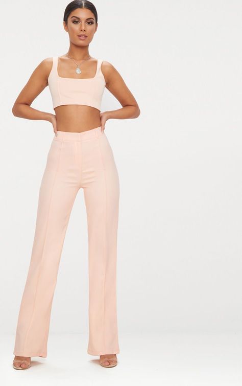 Blush High Waisted Straight Leg Pants, Slacks For Women, 22nd Birthday, Chunky Knitwear, Straight Leg Trousers, High Waisted Trousers, Cute Tops, Straight Leg Pants, Women's Fashion Dresses