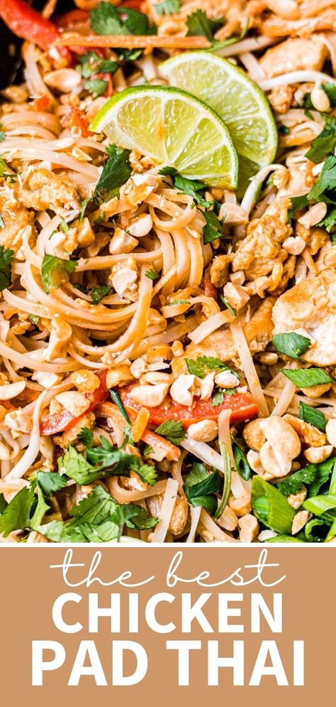 Chicken Pad Thai Recipe, Chicken Pad Thai, Pad Thai Noodles, Thai Recipe, Pad Thai Recipe, Thai Noodles, Asian Dishes, Thai Recipes, Healthy Chicken