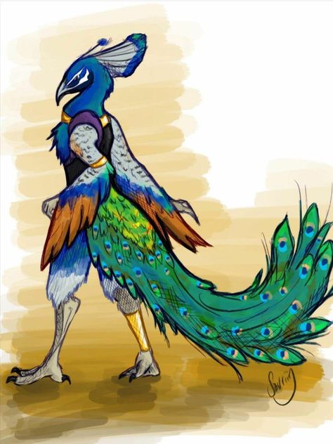 Bird People Character Design, Peacock Hybrid, Anthro Bird, Bird People, Dungeons And Dragons Characters, Dnd Art, Mythical Creatures Art, Creature Concept Art, Arte Fantasy