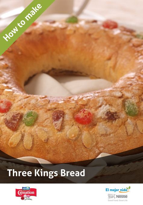 Fit for kings. #DiaDeReyes #Recetas #RoscadeReyes Three Kings Bread Recipe, Veggie Breads, Kings Bread, Like Water For Chocolate, Three Kings Day, Milk Chocolate Fudge, Fruit Strips, Jesus Today, Winter Dinner