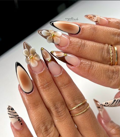 Long Almond Acrylic Nails Chrome, 3d Chrome Nails Almond, Autumn Aesthetic Nails, Fairycore Almond Nails, Aura Nails Stiletto, Chrome Fairy Nails, Fancy Nails Designs, Grunge Nails, Girly Acrylic Nails