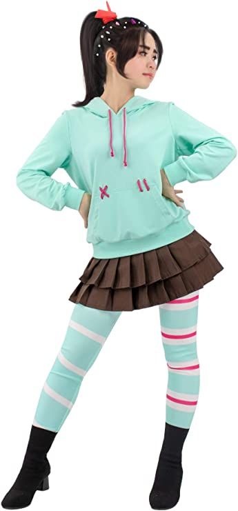 Vanellope Cosplay, Outfit Leggings, Halloween Clothing, Legging Fits, Hoodie Fits, Cute Costumes, Green Hoodie, Skirt Fits, Women's Costumes