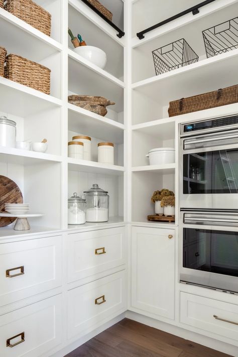 Shannon Weller Pantry With Double Ovens | Projects (Title) Double Oven Kitchen Layout, Scandinavian Interior Kitchen, Double Oven Kitchen, Room Pantry, Shiplap Kitchen, Pantry Layout, Pantry Inspiration, House Pantry, Double Ovens