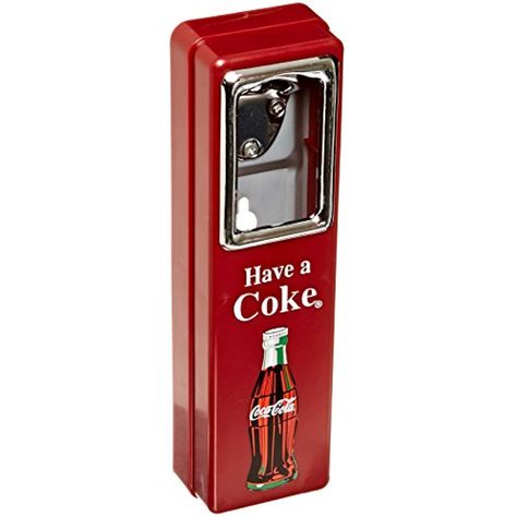 Tablecraft Coca Cola 10-1/2-Inch Wall Mountable Chrome Plated Metal Bottle Opener with Cap Catcher * You can find out more details at the link of the image. (This is an affiliate link) #WineAccessories Wall Bottle Opener, Coca Cola Merchandise, Coca Cola Cooler, Coca Cola Mini, Coke Collectibles, Coca Cola Decor, Metal Bottle Opener, Crate Table, Old Wooden Boxes